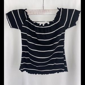 Black and White Striped Crop Top